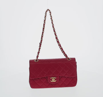 CHANEL Chain Double Flap Matelasse 23 Bag Lamb Skin Red Gold CC Auth 158356SAM - 0