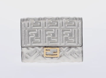 FENDI Zucca Canvas Wallet Leather Gold Tone Auth 154304M - 0