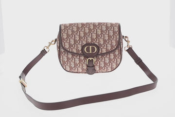 Christian Dior Trotter Canvas Bobby Shoulder Bag Brown Gold Auth 147910M - 0