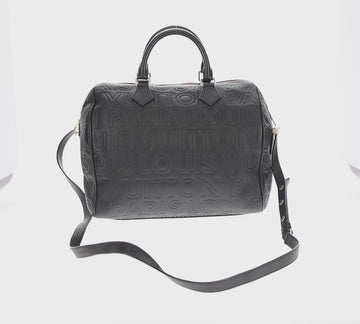 LOUIS VUITTON Paris Speedy Cube Hand Bag Leather Black M95816 LV Auth 146562SM - 0