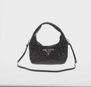 PRADA Hand Bag Leather 2way Black Gold Auth 128189M-2