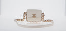 CHANEL Chain Matelasse Shoulder Bag Lamb Skin White Gold CC Auth 140124M-2