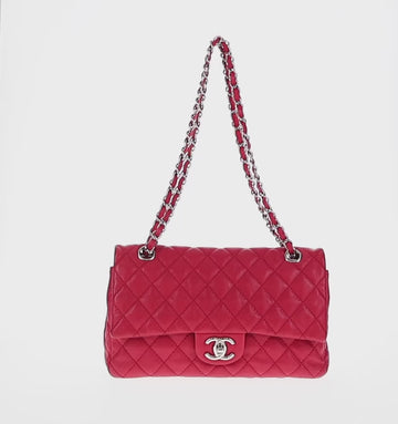 CHANEL Chain Shoulder Bag Caviar Skin Red Silver CC Auth 139978M - 0