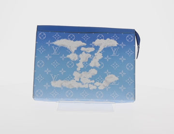 LOUIS VUITTON Monogram Crows Pochette Voyage Bag Blue White M45480 Auth 140129M - 0
