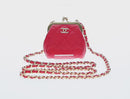 CHANEL Matelasse Chain Shoulder Pouch Bag Lamb Skin Red Gold CC Auth 154389SAM-2