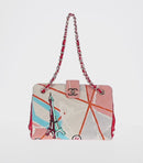 CHANEL Matelasse Chain Shoulder Bag Canvas Pink Gold CC Auth 128939M-2