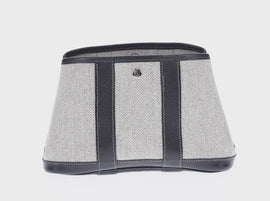 HERMES Garden Party Pouch Canvas Gray Silver Auth 147267SM - 0