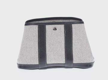 HERMES Garden Party Pouch Canvas Gray Silver Auth 147267SM - 0