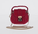 Miu Miu Matelasse Chain Shoulder Bag Leather Red Gold Auth 128161M-2