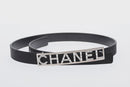 CHANEL Belt Leather 35.8"" Black CC Auth 144605M-2