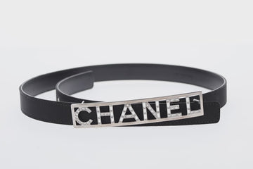 CHANEL Belt Leather 35.8"" Black CC Auth 144605M - 0