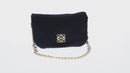 LOEWE Chain Goya Shoulder Bag Velor Black Gold Auth 165404M-2