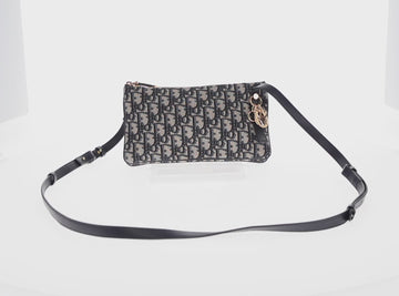 Christian Dior Trotter Canvas Shoulder Bag Navy Silver Auth 152453SM - 0