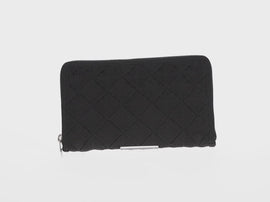 BOTTEGA VENETA Zippy Wallet Nylon Polypropylene Black Silver Auth 148640M - 0
