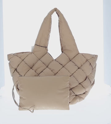 BOTTEGA VENETA Cassette Padded INTRECCIATO Bag Nylon Beige 670207 Auth sw1603M - 0