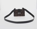 FENDI Zucca Canvas Baguette Shoulder Bag Black Brown Silver Auth 146069M-2