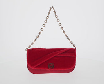 LOEWE Chain Goya Shoulder Bag Leather Red Gold Auth ka576M - 0