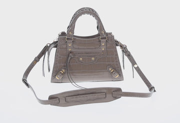 BALENCIAGA Neo Classic City Hand Bag Patent 2way Gray Gold 638524 Auth am10547AM - 0