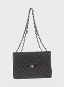 CHANEL Matelasse 30 Chain Shoulder Bag Lamb Skin Black Gold CC Auth 158361SAM-2