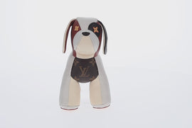 LOUIS VUITTON Monogram Dudu Oscar Stuffed dog White Black GI0251 Auth 157287SAM - 0