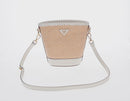 PRADA Shoulder Bag Saffiano leather Raffia Beige Gold Auth 155954SAM-2