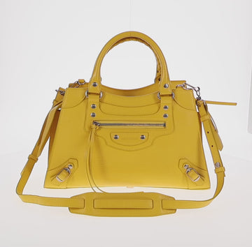 BALENCIAGA Neo Classic City Bag Leather 2way Yellow Silver 638521 Auth bs29099M - 0