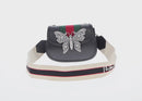 GUCCI Totem Butterfly Web Sherry Line Bag Leather Black 505387 Auth 153330SAM-2