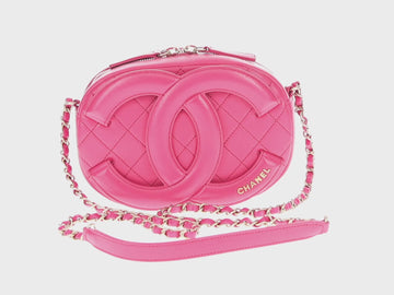 CHANEL Matelasse Chain Big Coco Camera Bag Bag Lamb Skin Pink CC Auth BA8999SAM - 0