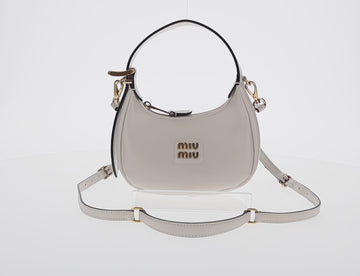 Miu Miu Hand Bag Leather 2way White Gold Auth 128194M - 0