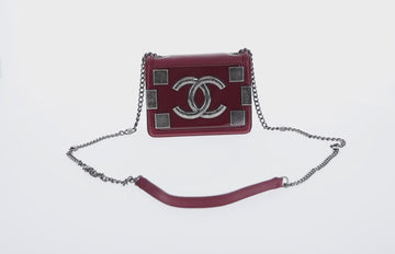 CHANEL Matelasse Boy Brick Chain Bag Lamb Skin Bordeaux CC Auth 146080AM - 0
