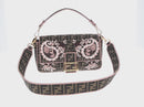 FENDI Zucca Canvas Shoulder Bag Black Brown gold Auth 169895SAM-2