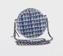 CHANEL Chain Shoulder Bag Tweed Blue Silver CC Auth bs30994V-2