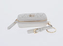 Miu Miu Matelasse Lip Case Charm Leather White Gold Auth 157884M-2