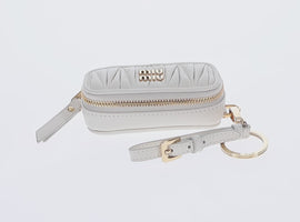 Miu Miu Matelasse Lip Case Charm Leather White Gold Auth 157884M - 0