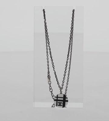 CHANEL Necklace metal Silver CC Auth 130689M - 0