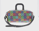 GUCCI GG Psychedelic Boston Bag PVC 2way Multicolor Silver 587866 Auth 147573M-2