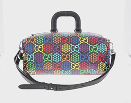 GUCCI GG Psychedelic Boston Bag PVC 2way Multicolor Silver 587866 Auth 147573M - 0