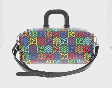 GUCCI GG Psychedelic Boston Bag PVC 2way Multicolor Silver 587866 Auth 147573M - 0