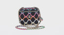 CHANEL Matelasse Chain Vanity Bag Tweed Multicolor Gold CC Auth 156640SM-2