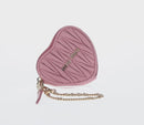 Miu Miu Matelasse Coin Purse Leather Pink Gold Auth 154936M-2
