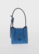 Salvatore Ferragamo Gancini Trifoglio Mini Hand Bag Leather Blue Auth 145244M-2