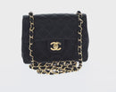 CHANEL Mini Matelasse 17 Chain Shoulder Bag Satin Black Gold CC Auth 156632SAM-3