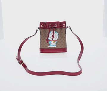 GUCCI Micro GG Supreme Doraemon Mini Bucket Bag PVC Beige 647801 Auth 154926SAM - 0