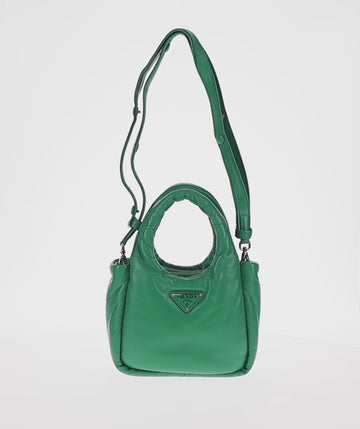 PRADA Hand Bag Leather 2way Green Silver Auth 136732M - 0