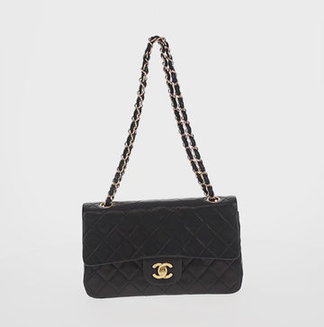 CHANEL Chain Double Flap Matelasse 23 Bag Lamb Skin Black Gold CC Auth 158357SM - 0