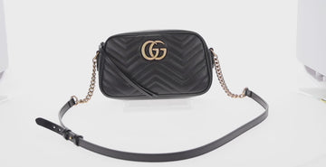 GUCCI Chain GG Marmont Shoulder Bag Leather Black Gold 447632 Auth am9985M - 0