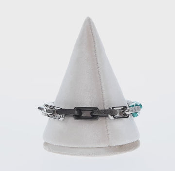 LOUIS VUITTON Chain Stone Bracelet metal Silver M1042L LV Auth 145596M - 0