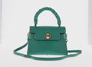Miu Miu Matelasse Hand Bag Leather 2way Green Gold Auth 143983M-2