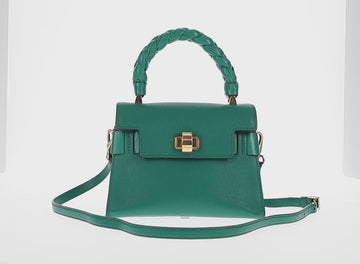 Miu Miu Matelasse Hand Bag Leather 2way Green Gold Auth 143983M - 0