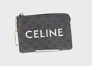 CELINE Macadam Canvas Coin Purse PVC Leather Black Gold Auth 148570M-2